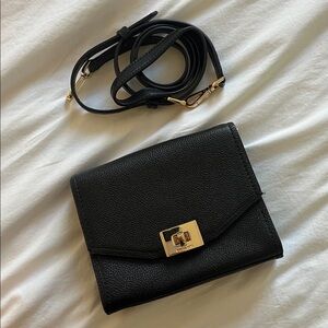 Michael Kors mini crossbody in black pebble with gold